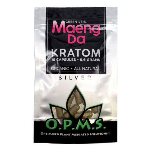 Green Vein Maeng Da Kratom Capsules - O.P.M.S. Silver 16ct