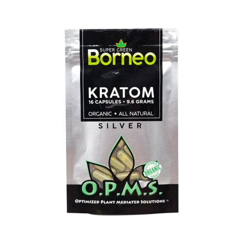 Super Green Borneo Kratom Capsules - O.P.M.S. Silver 16ct
