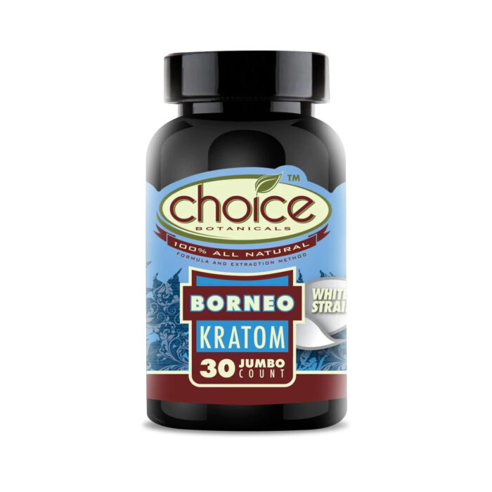 White Vein Borneo Kratom Capsules - Choice Botanicals 30ct jumbo