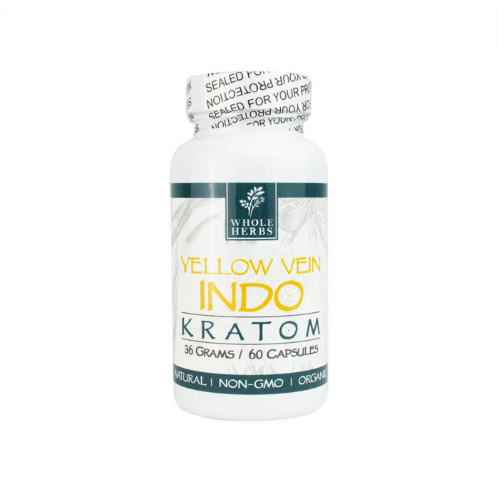 Yellow Vein Indo Kratom Capsules - Whole Herbs 60ct